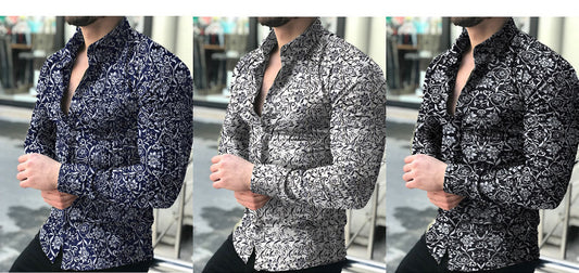 Camisa de Vestir para Hombre con Estampado de Hojas - Mangas Largas - Image 2