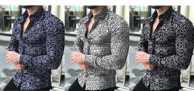Camisa de Vestir para Hombre con Estampado de Hojas - Mangas Largas - Image 2