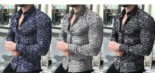 Camisa de Vestir para Hombre con Estampado de Hojas - Mangas Largas - Image 2