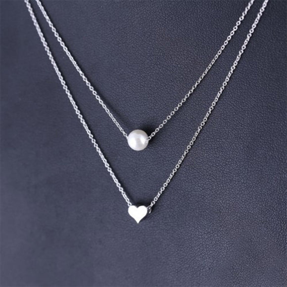 Collar Doble Cadena de Perlas Bohemio - Diseño Minimalista Love