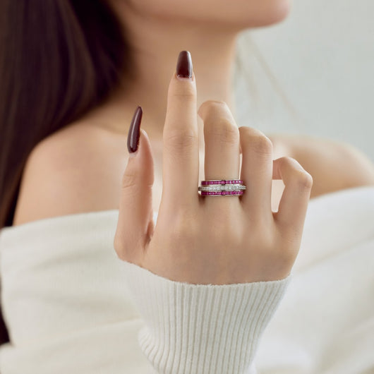 Anillo de Plata Esterlina S925 con Diamantes Incrustados y Rotación Descompresiva para Mujer - Image 2