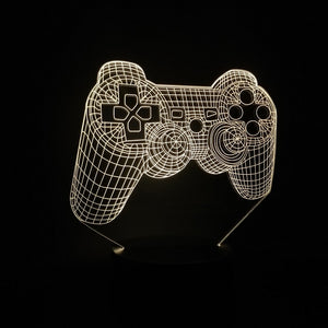 Lámpara 3D Control de Videojuegos con Luz LED Colorida