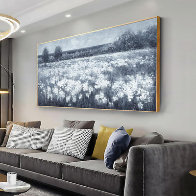 Cuadro Moderno Flores Blancas Paisaje Minimalista Negro y Blanco para Sala - Image 7