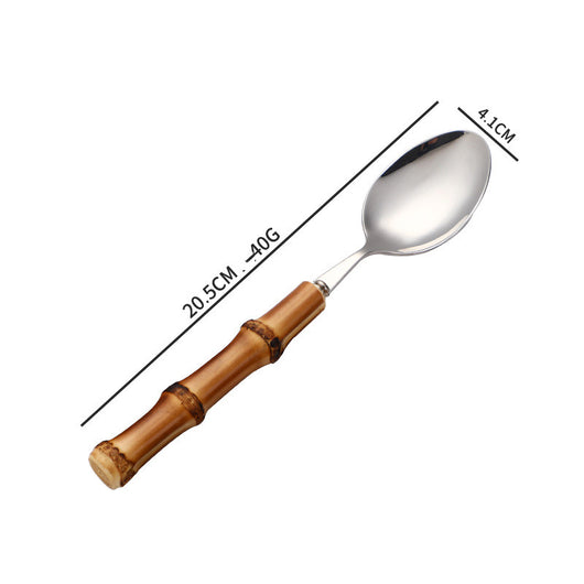 Juego de Cubiertos para Carne Bambú con Acero Inoxidable 304 - Image 3