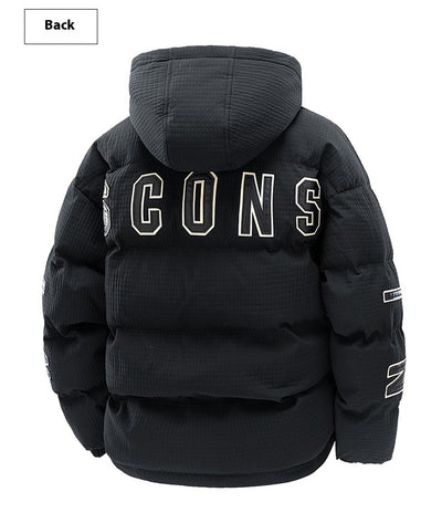Chaqueta Acolchada de Invierno para Hombre con Capucha y Estampado Urbano - Image 10