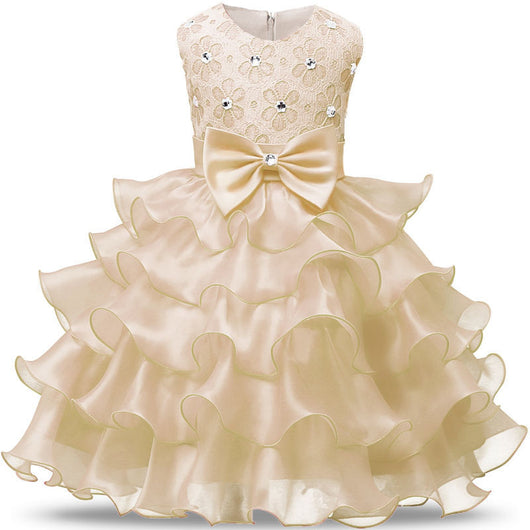 Vestido de Princesa sin Mangas para Niñas - Diseño Pomposo para Bodas y Eventos