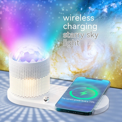 Parlante Bluetooth con Cargador Inalámbrico y Lámpara Nocturna Cielo Estrellado - Image 7