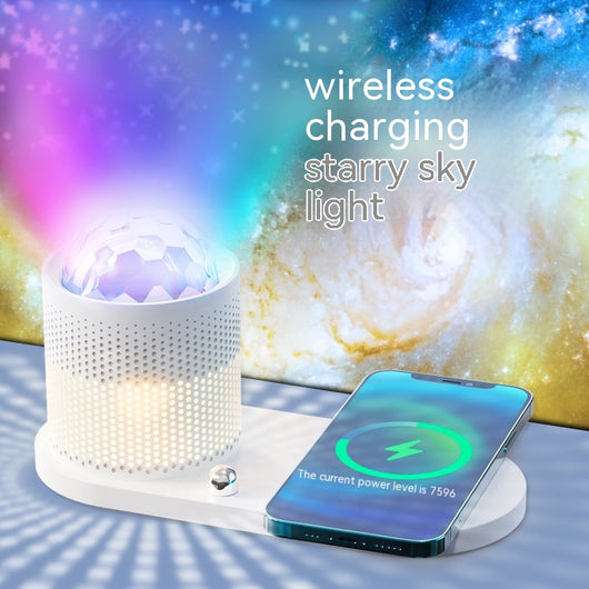 Parlante Bluetooth con Cargador Inalámbrico y Lámpara Nocturna Cielo Estrellado - Image 7