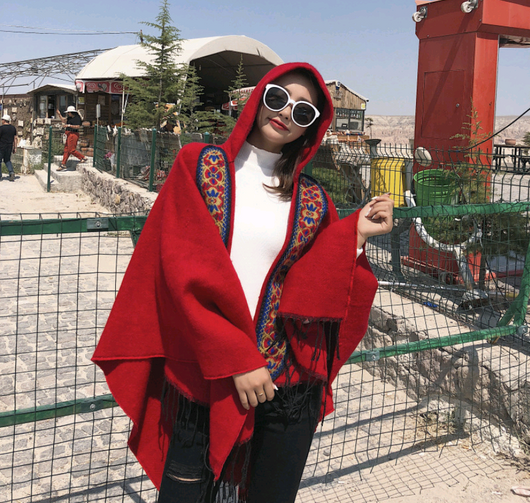 Poncho Tibetano con Capucha - Abrigo Tradicional Cálido para Viajes - Image 11