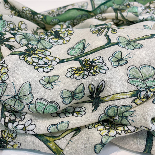 Pañuelo Elegante Mariposas Estampadas - Algodón y Lino - Image 15