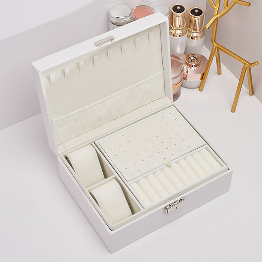 Caja Organizadora de Joyas y Relojes en Cuero PU Doble Capa - Image 13