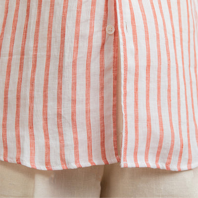 Camisa de Lino a Rayas con Manga Larga y Cuello Clásico - Image 6