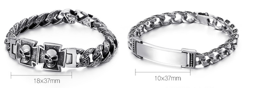 Pulsera de Acero Titanio con Calavera y Cruz - Diseño Dominio Vintage para Hombre - Image 14