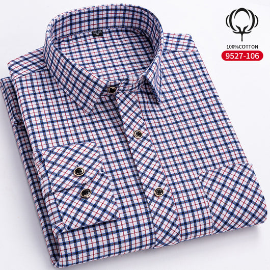 Camisa de Cuadros Suelta en Algodón para Hombre de Manga Larga - Image 10