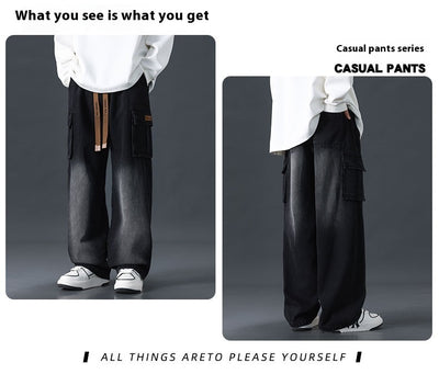 Pantalones Jeans Rectos Anchos con Degradado y Lavado Artesanal para Hombre - Image 30