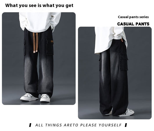Pantalones Jeans Rectos Anchos con Degradado y Lavado Artesanal para Hombre - Image 30