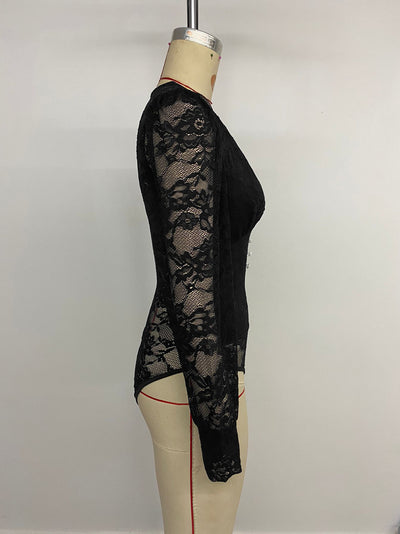 Jumpsuit Elegante Retro con Escote Profundo y Encaje de Manga Larga - Image 20