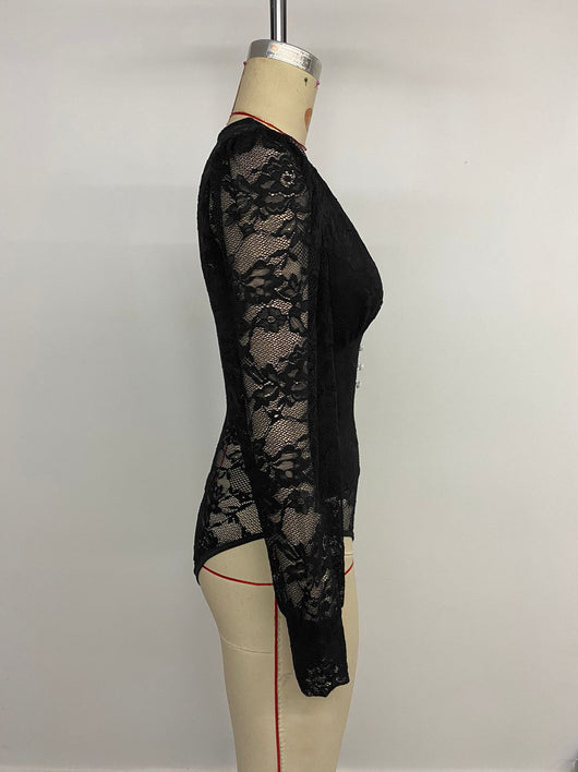 Jumpsuit Elegante Retro con Escote Profundo y Encaje de Manga Larga - Image 20