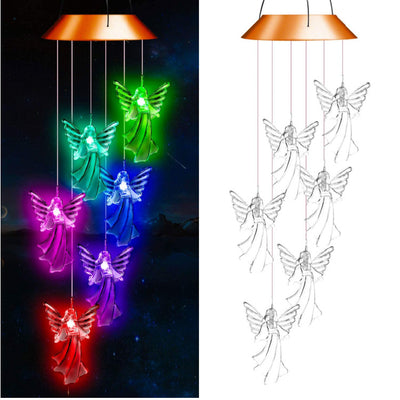 Lámpara Solar Decorativa Ángel con Luz LED - Carillón Eólico Exterior Colibrí y Mariposa - Image 8