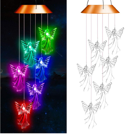 Lámpara Solar Decorativa Ángel con Luz LED - Carillón Eólico Exterior Colibrí y Mariposa - Image 8