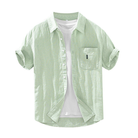 Camisa Casual de Algodón y Lino en Colores Sólidos - Image 5
