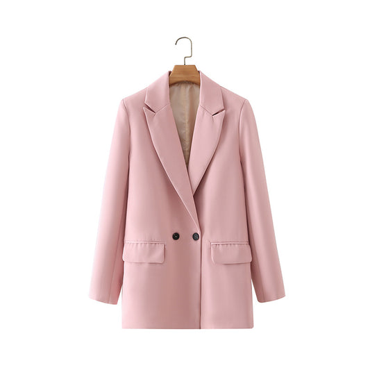 Blazer Oversize Doble Botonadura Color Sólido
