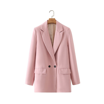 Blazer Oversize Doble Botonadura Color Sólido