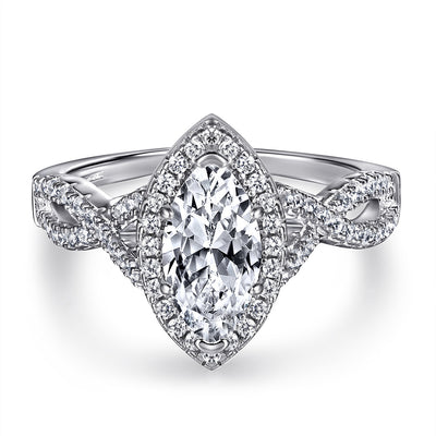 Anillo de Plata Esterlina para Novia con Circón Marqués y Diamantes en Línea - Image 3