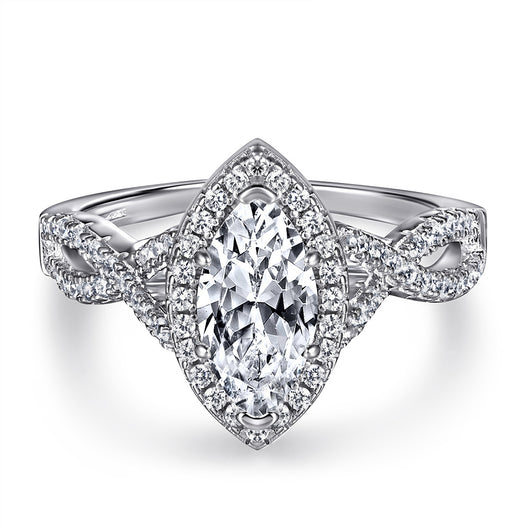 Anillo de Plata Esterlina para Novia con Circón Marqués y Diamantes en Línea - Image 3