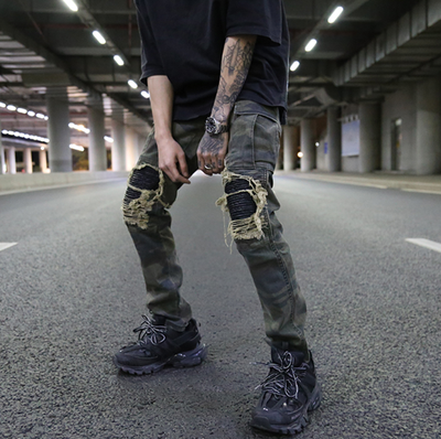 Pantalón de Trabajo Militar Slim con Parches de Cuero - Estilo Vintage Caqui - Image 5