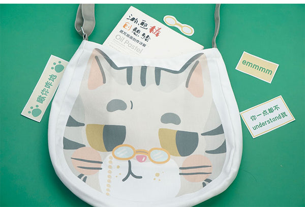 Bolsa Mensajera Gato Kawaii Grande para Mujer