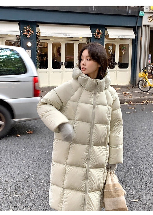 Abrigo Puffer Acolchado Suelto Estilo Coreano Largo a la Rodilla para Mujer - Image 16
