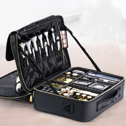 Bolsa de Maquillaje de Cuero Grande Organizadora Profesional - Image 3