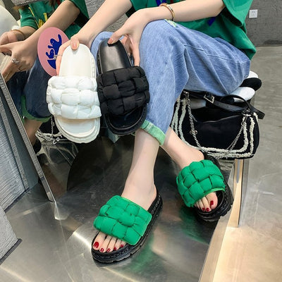 Pantuflas Tejidas de Suela Gruesa para Mujer - Comodidad de Verano - Image 14
