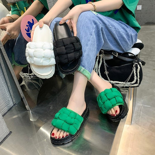 Pantuflas Tejidas de Suela Gruesa para Mujer - Comodidad de Verano - Image 14