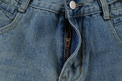 Shorts Vaquero Recto Desgastado con Roturas Retro para Hombre - Image 19