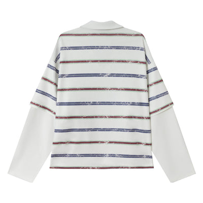 Sudadera Estampada a Rayas Falsa Dos Piezas - Look Trendy para Parejas, Hombres y Mujeres - Image 20