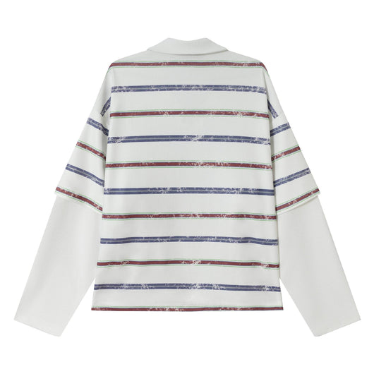 Sudadera Estampada a Rayas Falsa Dos Piezas - Look Trendy para Parejas, Hombres y Mujeres - Image 20