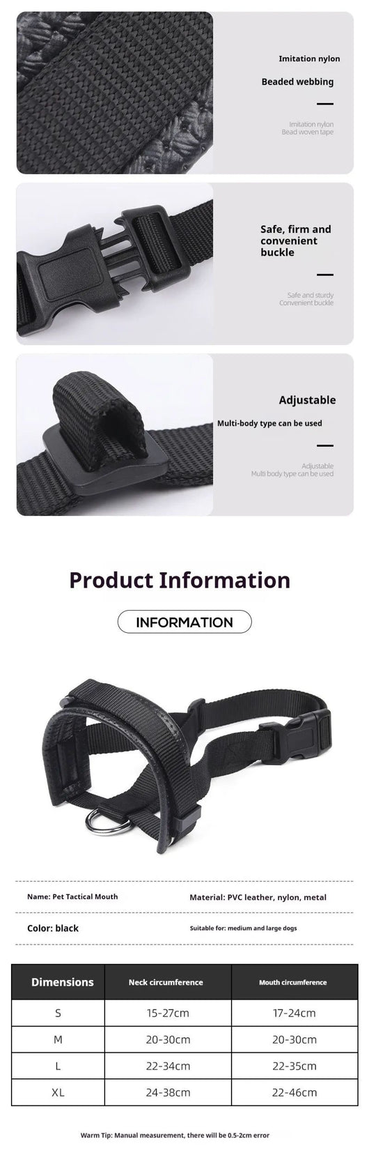 Bozal Ajustable para Perros Anti-mordidas y Anti-ladridos con Espuma Suave - Image 8