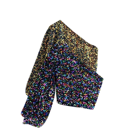 Blusa Corta Brillante con Lentejuelas Versátil