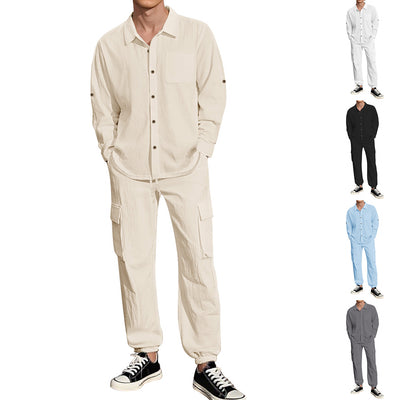 Traje Overol Lino con Solapa y Mangas Largas - Image 4