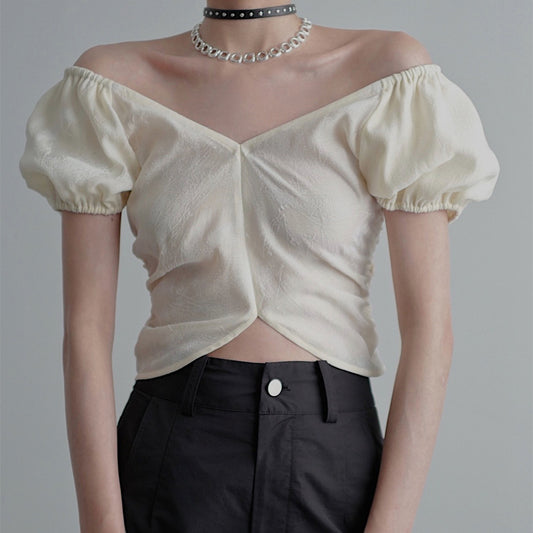 Blusa Elegante para Mujer con Mangas Abullonadas y Detalle Fruncido