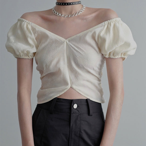 Blusa Elegante para Mujer con Mangas Abullonadas y Detalle Fruncido