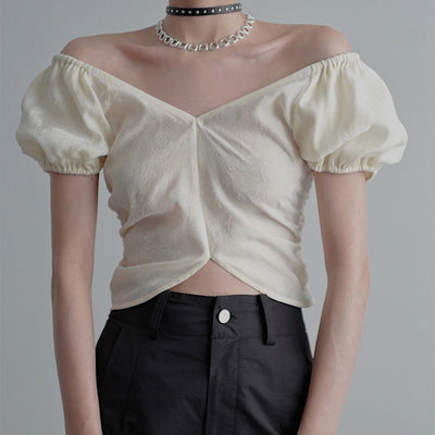 Blusa Elegante para Mujer con Mangas Abullonadas y Detalle Fruncido