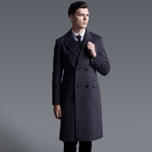 Abrigo Largo de Cashmere Doble Botonadura - Talla Grande