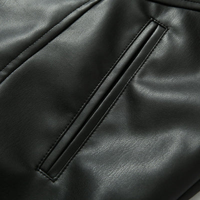 Chaqueta de Cuero Estilo Retro Americano con Detalles de Tartán - Image 4