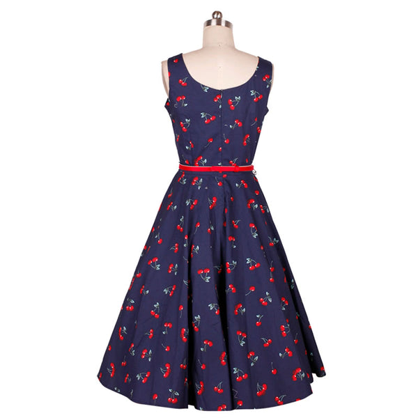 Vestido Retro con Estampado de Cerezas