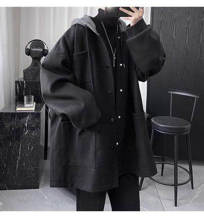 Abrigo de Lana Acolchado con Capucha para Hombre - Largo Medio - Image 13