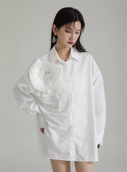 Blusa Larga con Falda Integrada - Diseño Floral 3D con Pliegues - Image 29
