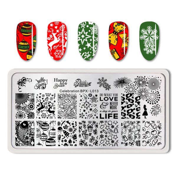 Plantilla de Estampado de Uñas Tema Copos de Nieve Invierno